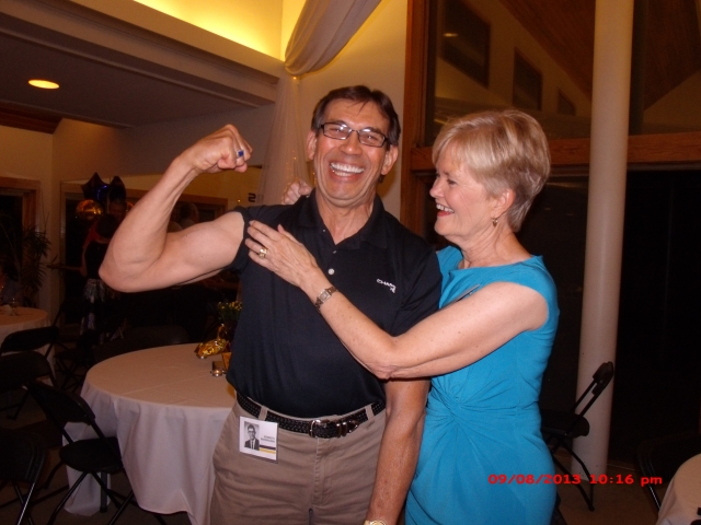 It appears that swimmers never lose their biceps!  Showing off for Cathie Erickson is Ken Zakariason.  Very nice!